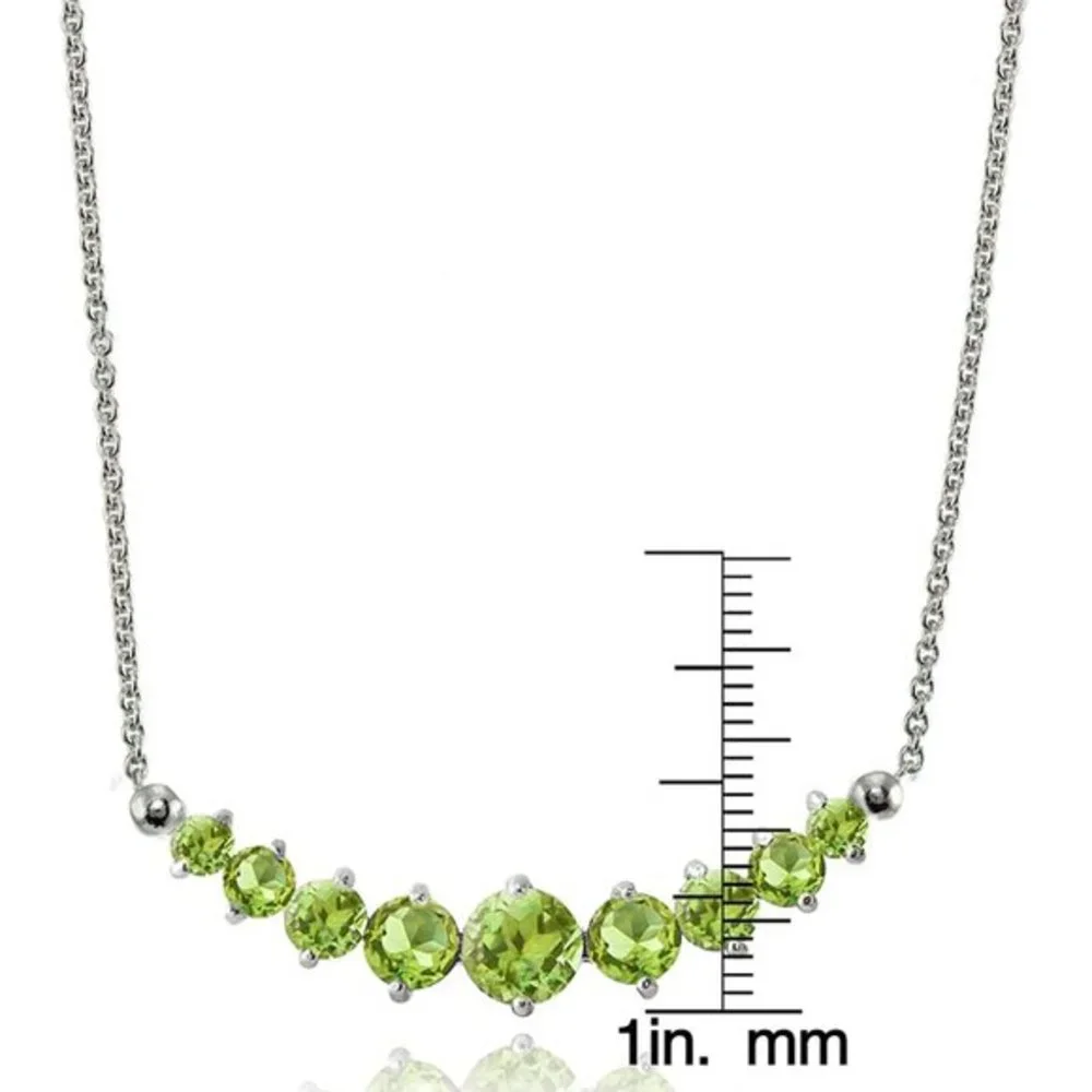 NEW Elegant 925 Silver Graduated Peridot Necklace